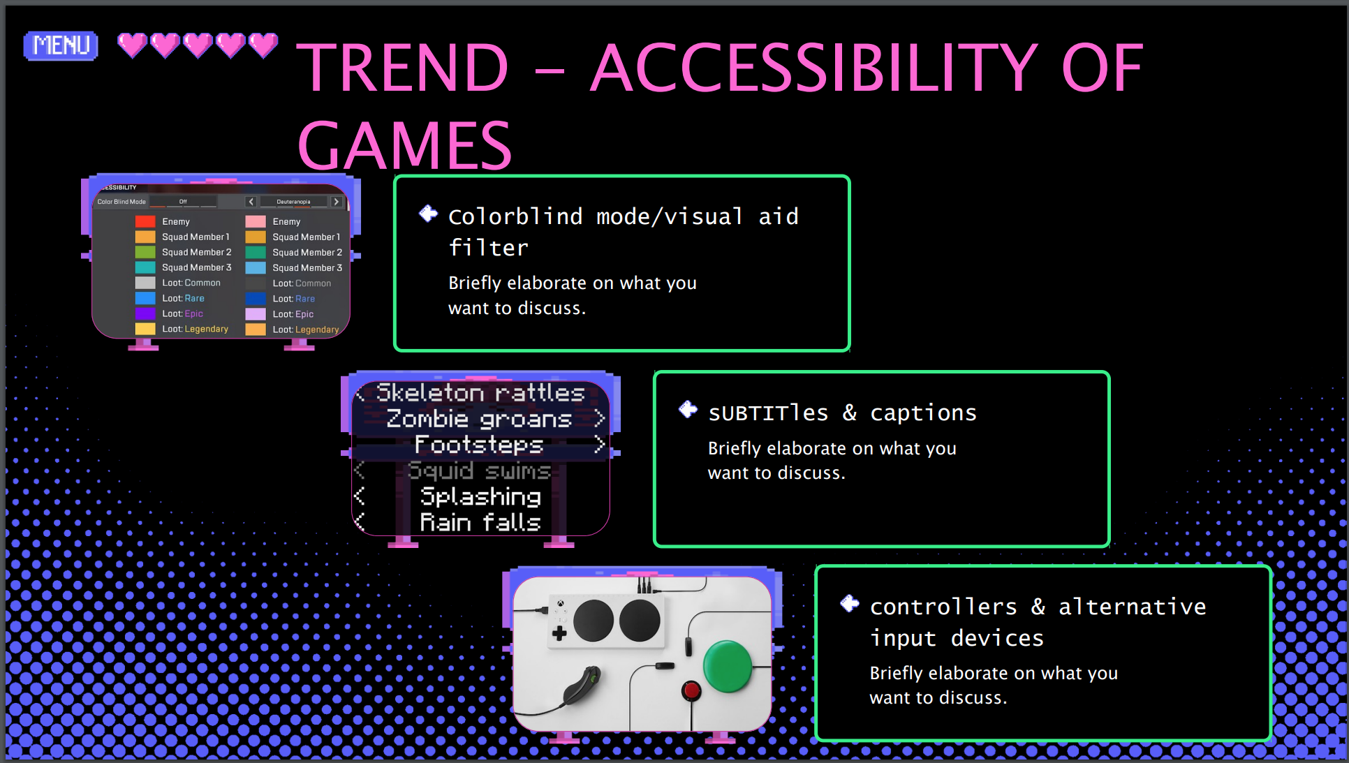 Sample slide from UX presentation showcasing effective visual design