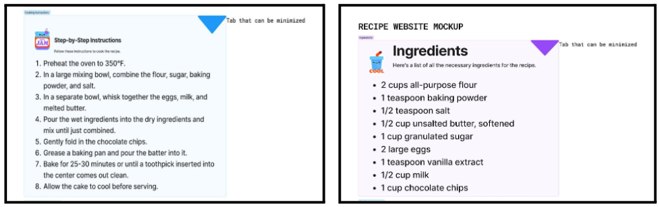 Image of different recipe card prototypes